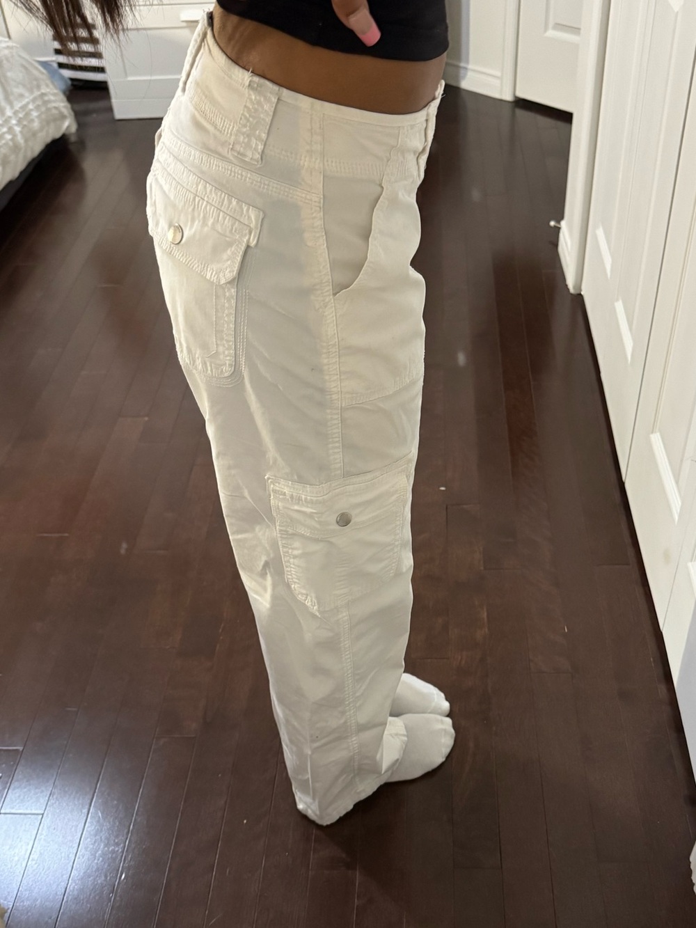 Low Rise White Cargo Pants - Picture 2 of 8